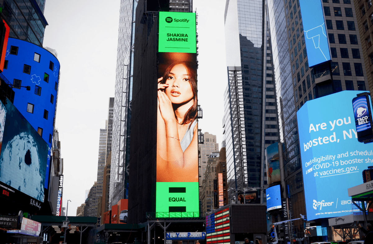 Shakira Jasmine jadi Duta Spotify Indonesia EQUAL di Times Square