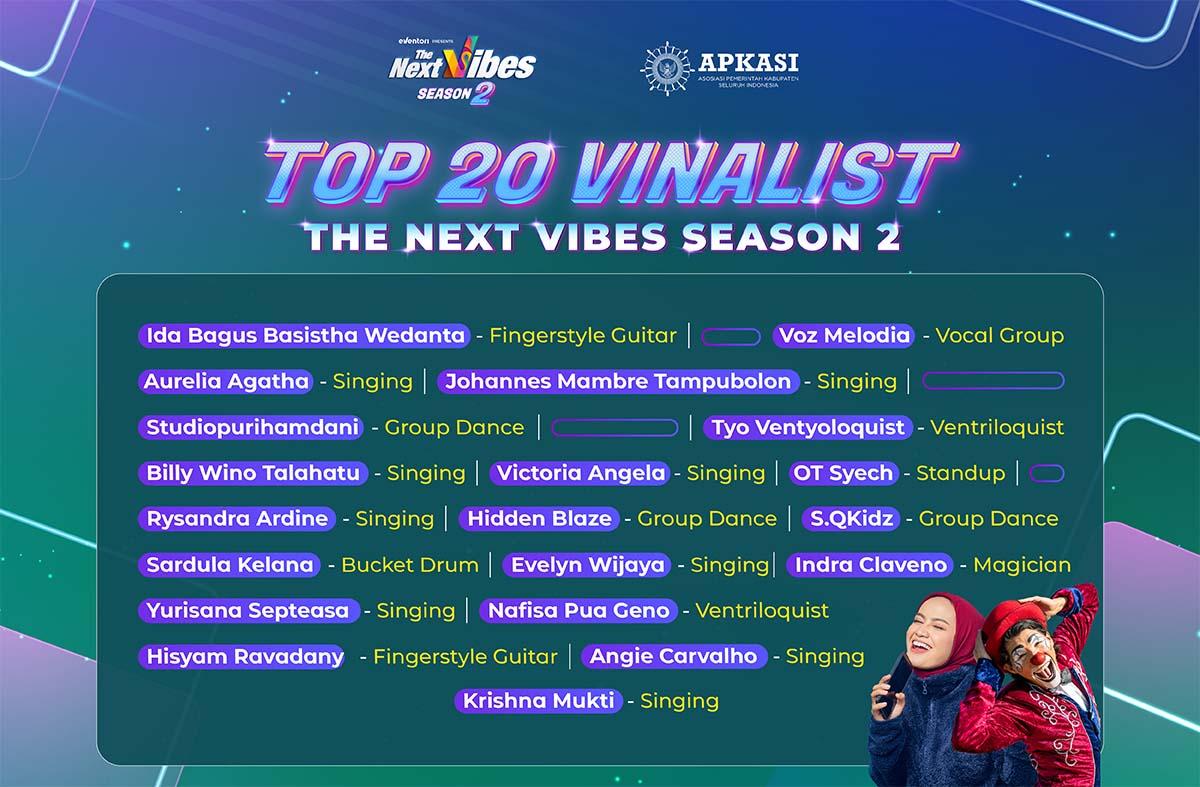 TOP 20 Vinalist The Next Vibes Season 2 Tak Didominasi Oleh Penyanyi