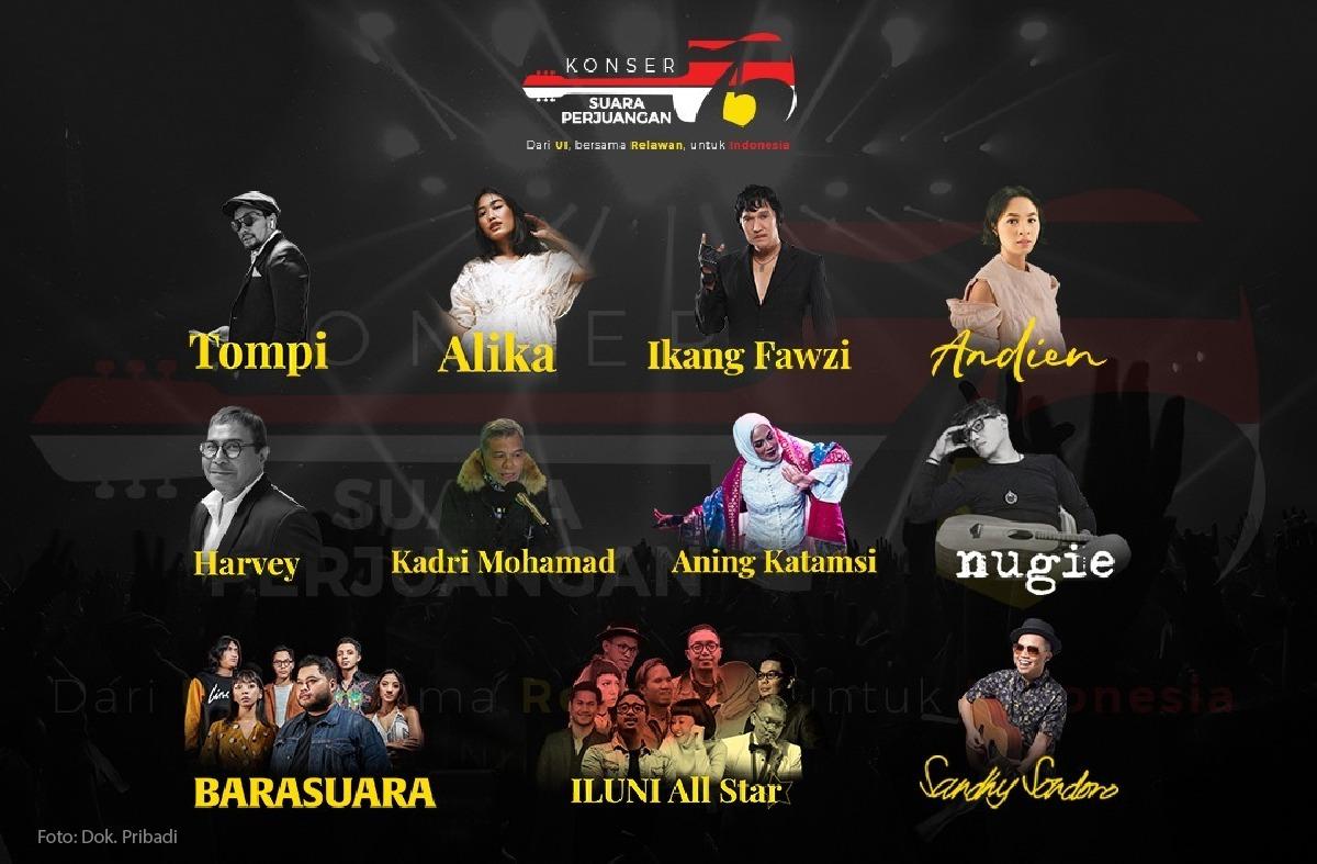 Andien Hingga Sandhy Sondoro Siap Meriahkan Konser 75 Tahun Suara Perjuangan